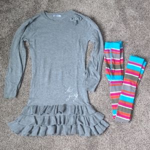 3 pommes sweater dress and footless tights size 8